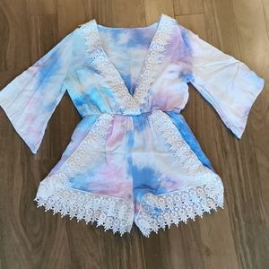 Pink and Blue Tie-dye Romper